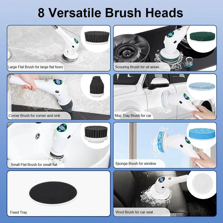 BowLift | Single Cleaning Solution: 8-in-1 Multifunctional Electric Cleaning Brush - Wireless and Rotating for Bathroom, Kitchen, Windows, and Toilet