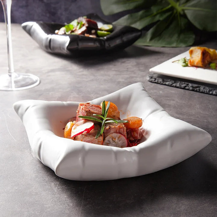 Azura | Ceramic Artistic Pillow Shape Food Plate
