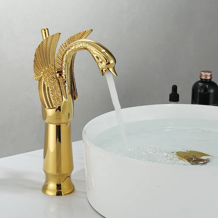 Azura | Swan Single Handle Golden Basin Faucet