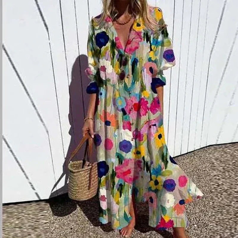 Caitlyn - Bohemian Puff Sleeve Maxi Dress