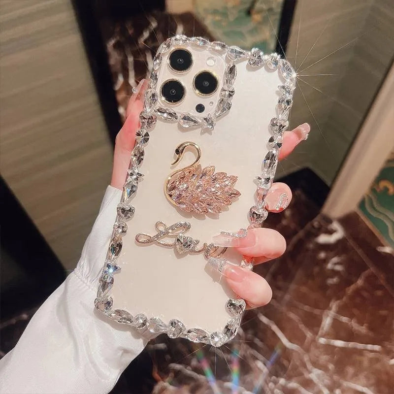 Azura | Sparkle Shell Diamond Bow iPhone Case