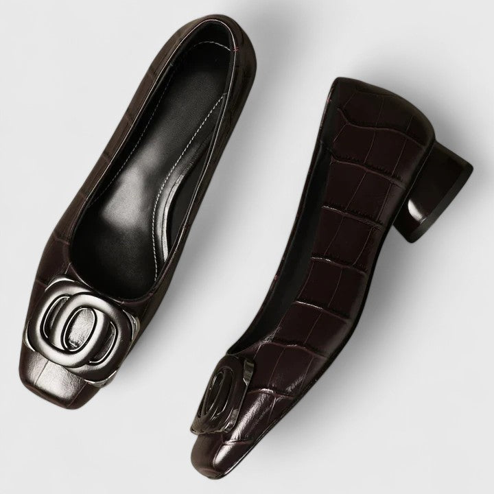 OLIVIA – ELEGANT SQUARE BUCKLE BLOCK HEELS