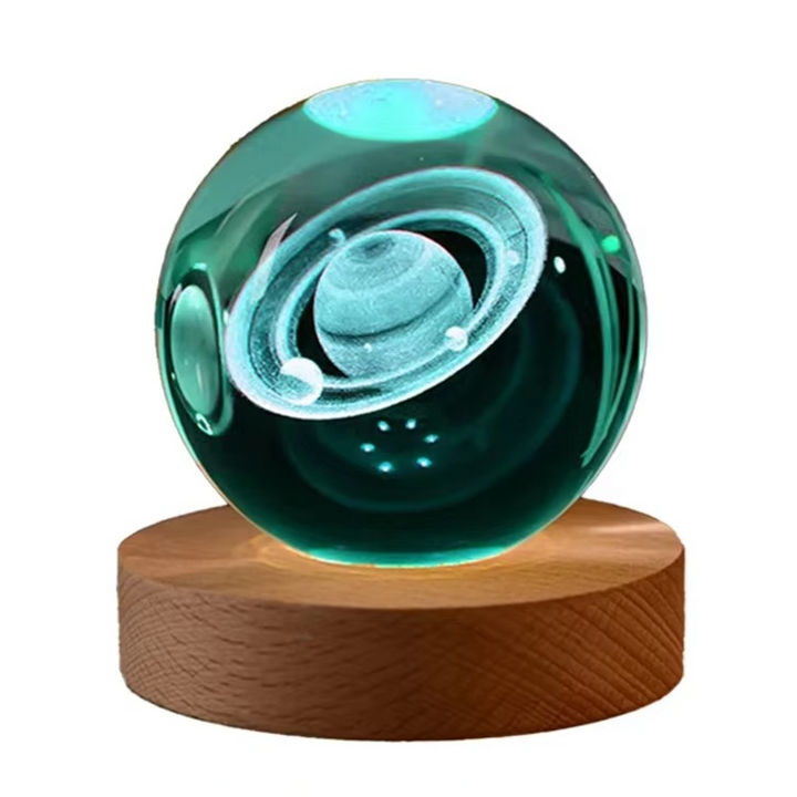 BowLift | 2.36 in RGB Crystal Ball Night Light with Milky Way and Moon - Cosmos-Inspired Bedside Decoration