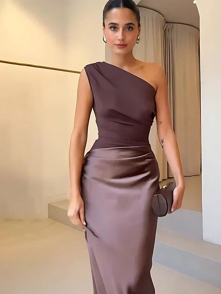 Luna™ | Abito Maxi in Raso con Spacco