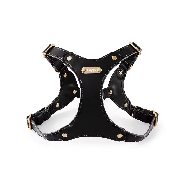 Adjustable Leather Dog Harness with Custom Engraving Azura
