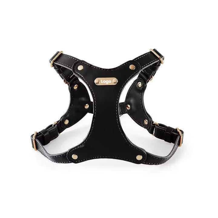 Adjustable Leather Dog Harness with Custom Engraving Azura