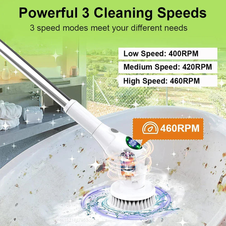 BowLift | Single Cleaning Solution: 8-in-1 Multifunctional Electric Cleaning Brush - Wireless and Rotating for Bathroom, Kitchen, Windows, and Toilet