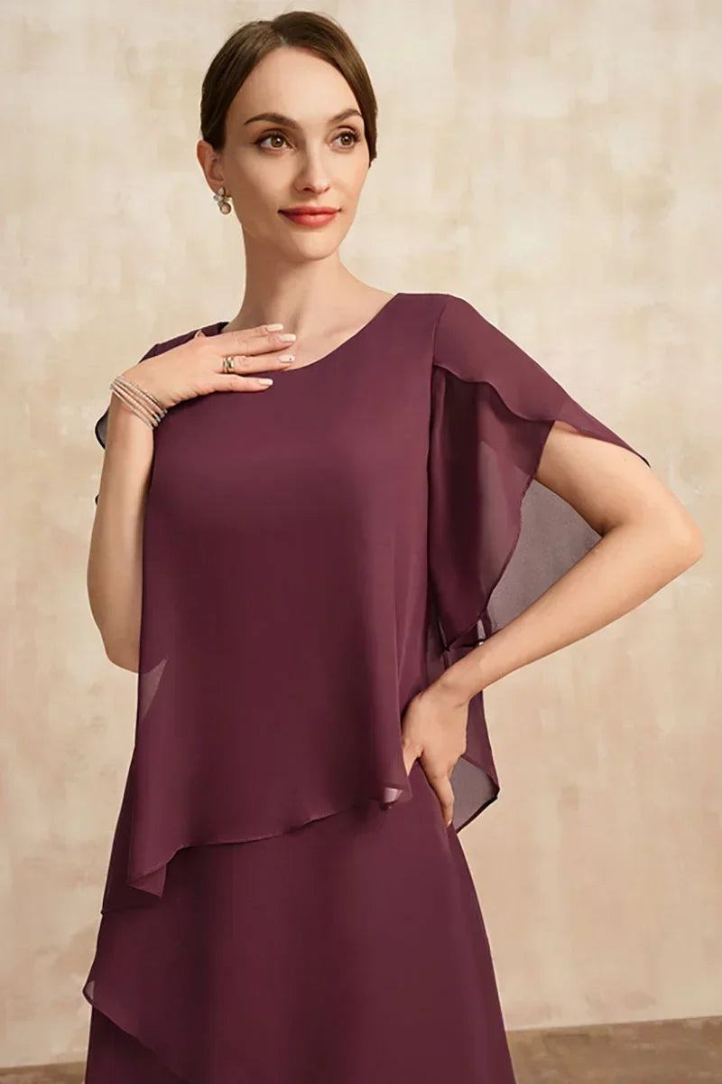 Belle - Flowy Short Sleeve Irregular Layered Long Dress