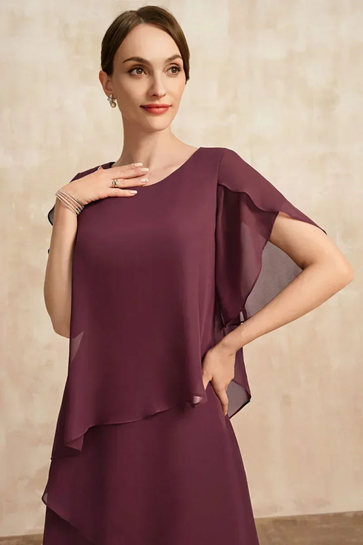 Belle - Flowy Short Sleeve Irregular Layered Long Dress