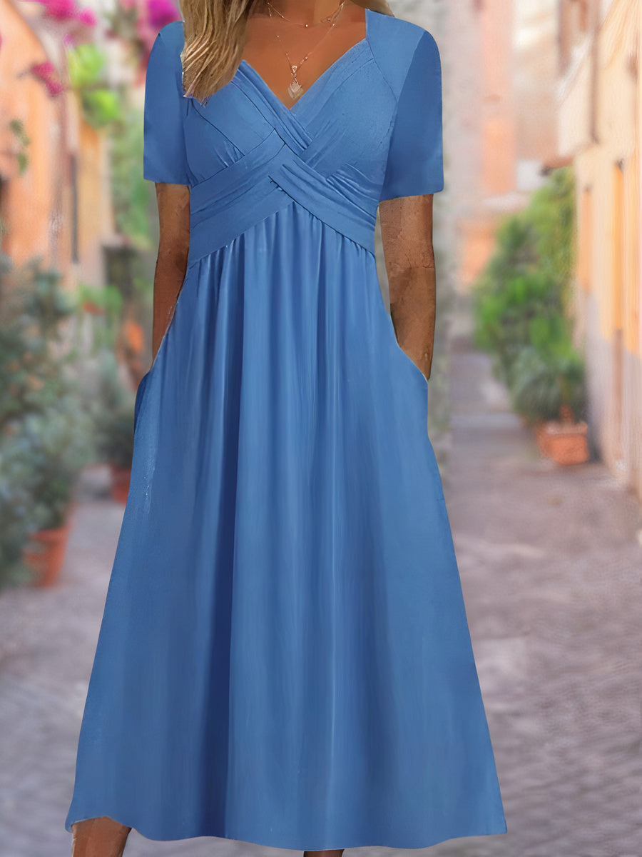 Cora - Women's Comfortable V-Neck Pocket Dress