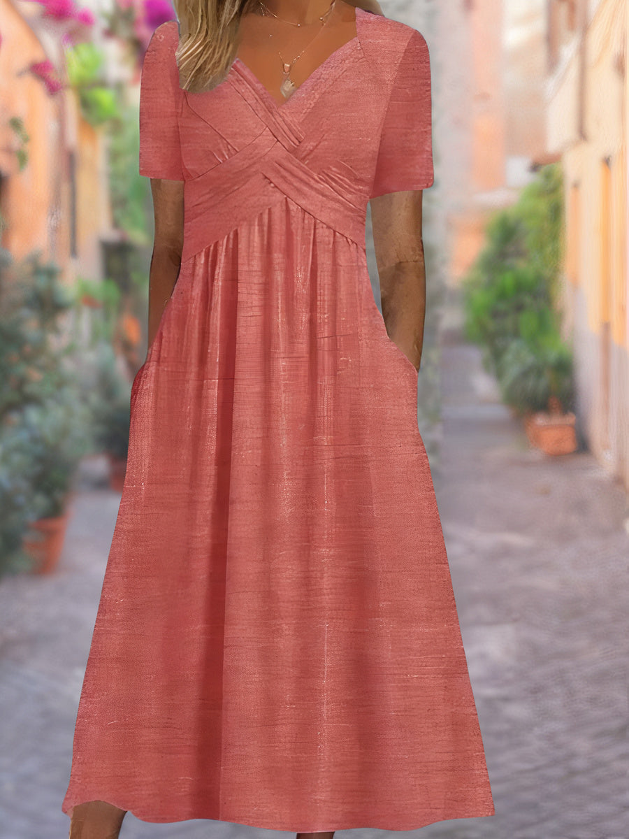 Cora - Women's Comfortable V-Neck Pocket Dress