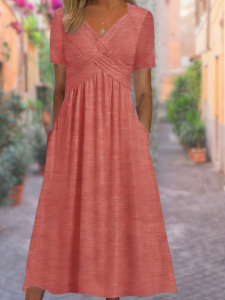 Cora - Women's Comfortable V-Neck Pocket Dress