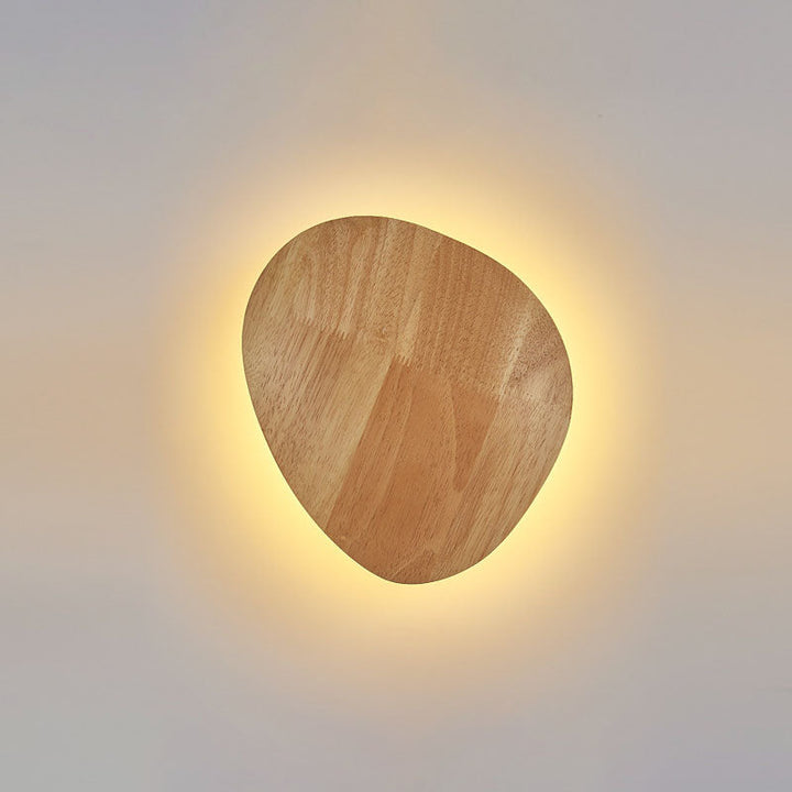 BowLift | Modern Minimalist Round Irregular Oval Wood LED Wall Light Lamp for Living Room