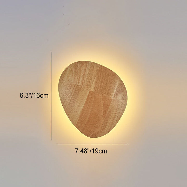 BowLift | Modern Minimalist Round Irregular Oval Wood LED Wall Light Lamp for Living Room