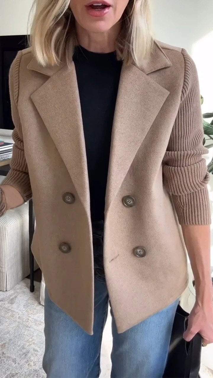 Amora™ | Elegant knit-sleeve blazer