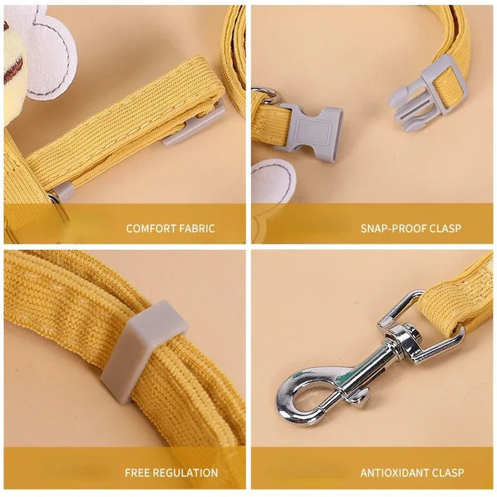 BowLift | BeeWalk | Adjustable Harness Set with Leash & Collar | Double Layer Design in Cartoon Bee Look | For Cats & Small Dogs