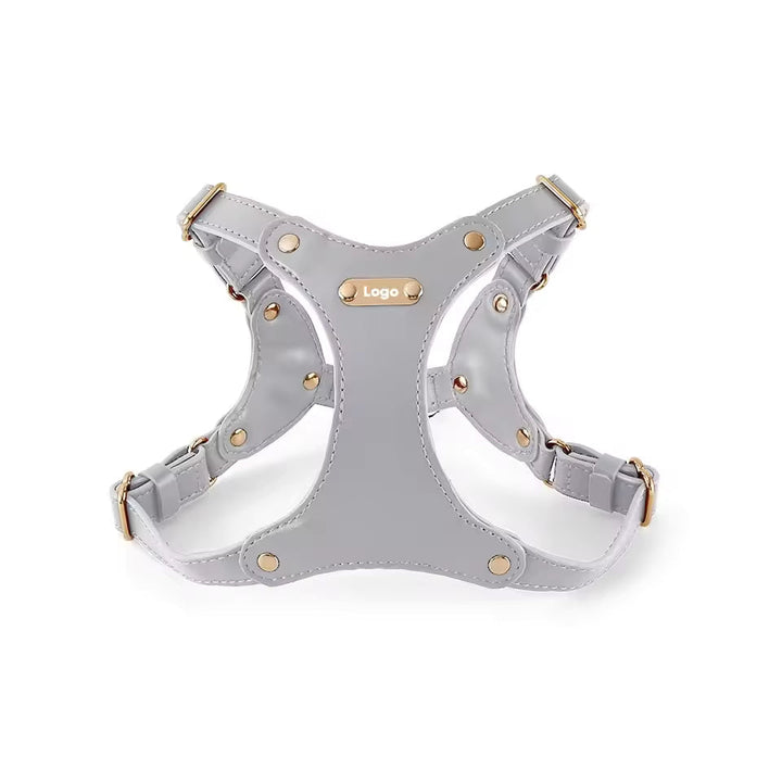 Adjustable Leather Dog Harness with Custom Engraving Azura
