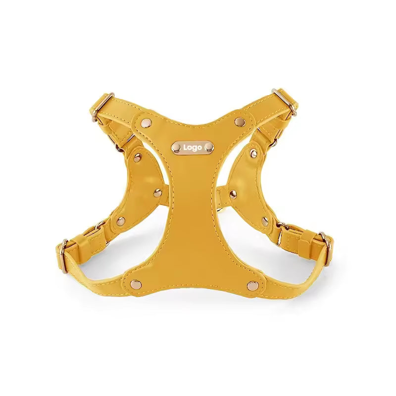 Adjustable Leather Dog Harness with Custom Engraving Azura