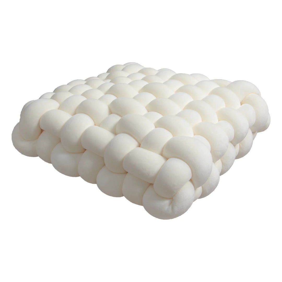 BowLift | Living Room Soft Plush Knot Pillow Sofa Pillow Solid Color Square Handwoven Home Throw Pillow Square Woven Seat Cushion Pillow