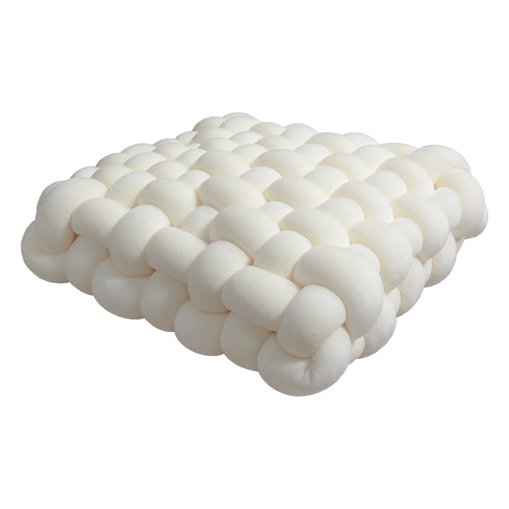 BowLift | Living Room Soft Plush Knot Pillow Sofa Pillow Solid Color Square Handwoven Home Throw Pillow Square Woven Seat Cushion Pillow