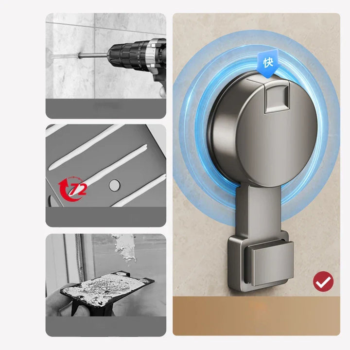 Azura | No-Drill Suction Powered Corner Bathroom Organizer