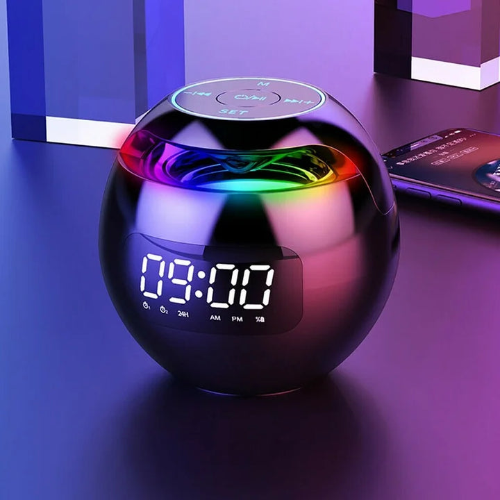 BowLift | Digital LED Alarm Clock with Bluetooth Speaker & Colorful Night Light – Motion Sensor, Rechargeable, 5W Sound