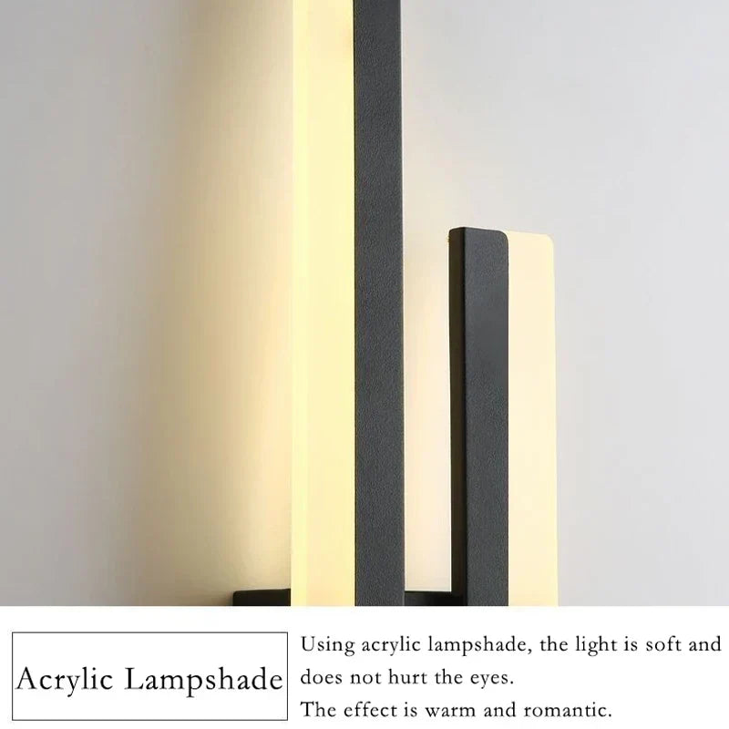 BowLift | Modern LED Wall Lamp: Black/Gold Acrylic Room Decoration Light
