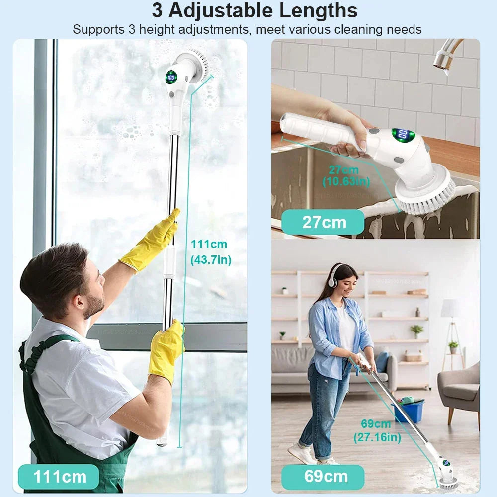 BowLift | Single Cleaning Solution: 8-in-1 Multifunctional Electric Cleaning Brush - Wireless and Rotating for Bathroom, Kitchen, Windows, and Toilet