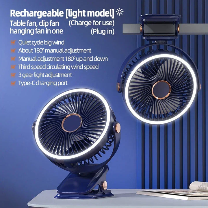 Azura | Multi-Angle Outdoor Clip-On Rechargeable Cooling Fan