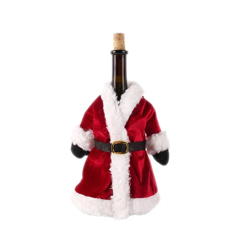 Christmas bottle cover with fur collar – festive cover for wine bottles, gnome decoration for Christmas, perfect as gift wrapping | Azura