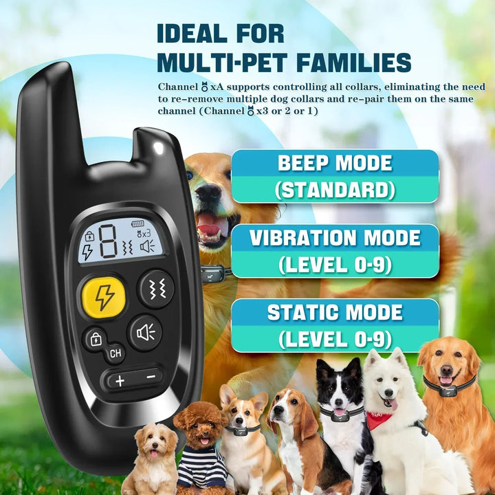 Azura | Dog Training Collar with Remote – Shock Lock, Sound & Vibration Modes, Waterproof, 1600ft Range