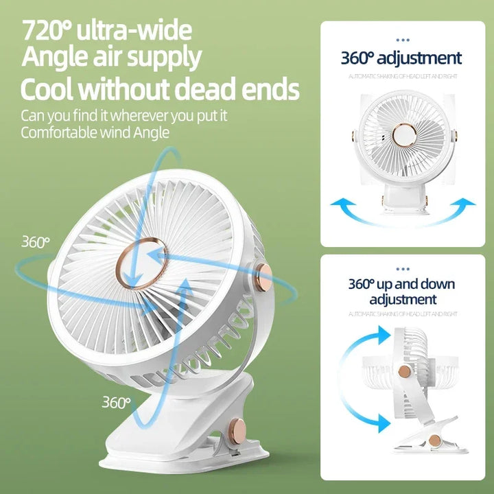 Azura | Multi-Angle Outdoor Clip-On Rechargeable Cooling Fan