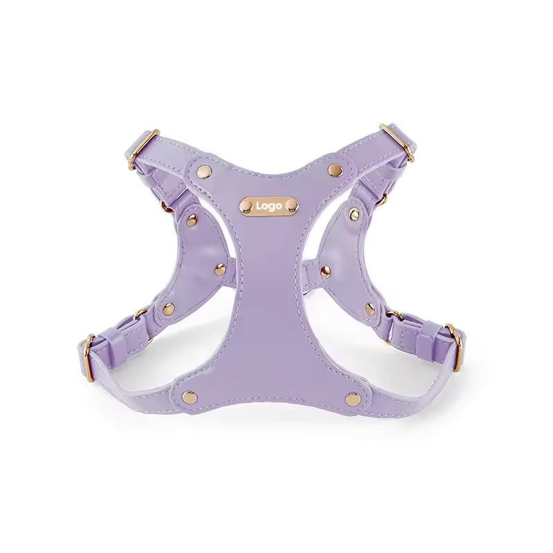 Adjustable Leather Dog Harness with Custom Engraving Azura