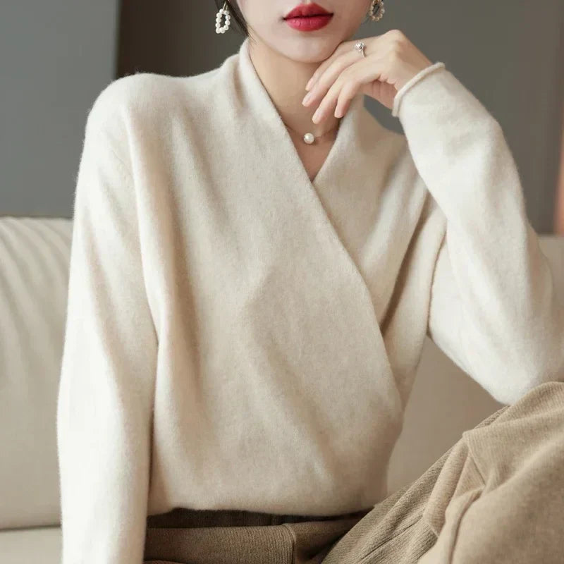Mabel | Women’s Spring Wrap Neck Knit Top