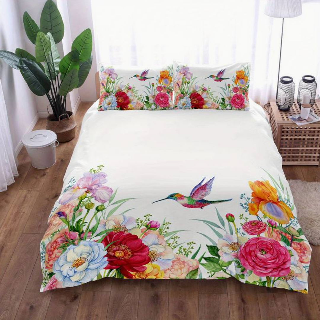 BowLift | Colorful Flowers Aura Duvet with Pillowcases