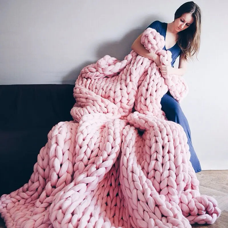 Azura | Chunky Knit Blanket – Cozy Wool Blanket for Every Room – Soft & Warm – Perfect for Sofa and Bed