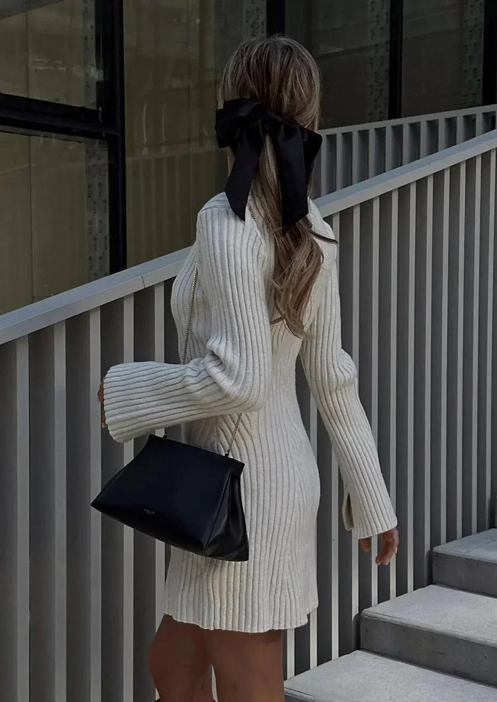 Faustine - Elegant Ribbed Knit Mini Dress