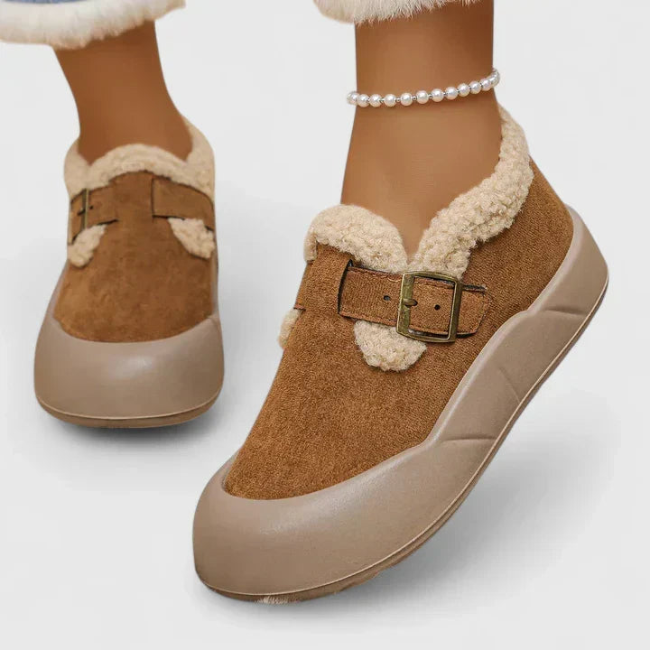 BROOKE – COZY SUEDE BUCKLE SLIPPERS