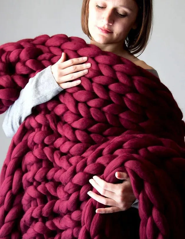 Azura | Chunky Knit Blanket – Cozy Wool Blanket for Every Room – Soft & Warm – Perfect for Sofa and Bed