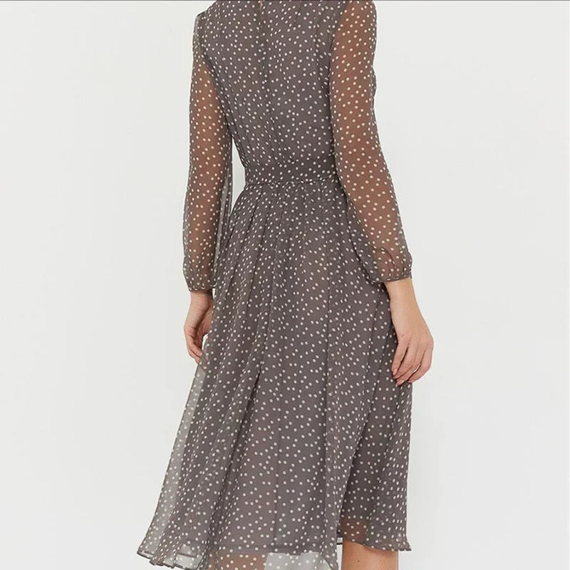 Delfie – Flowy Polka Midi Dress