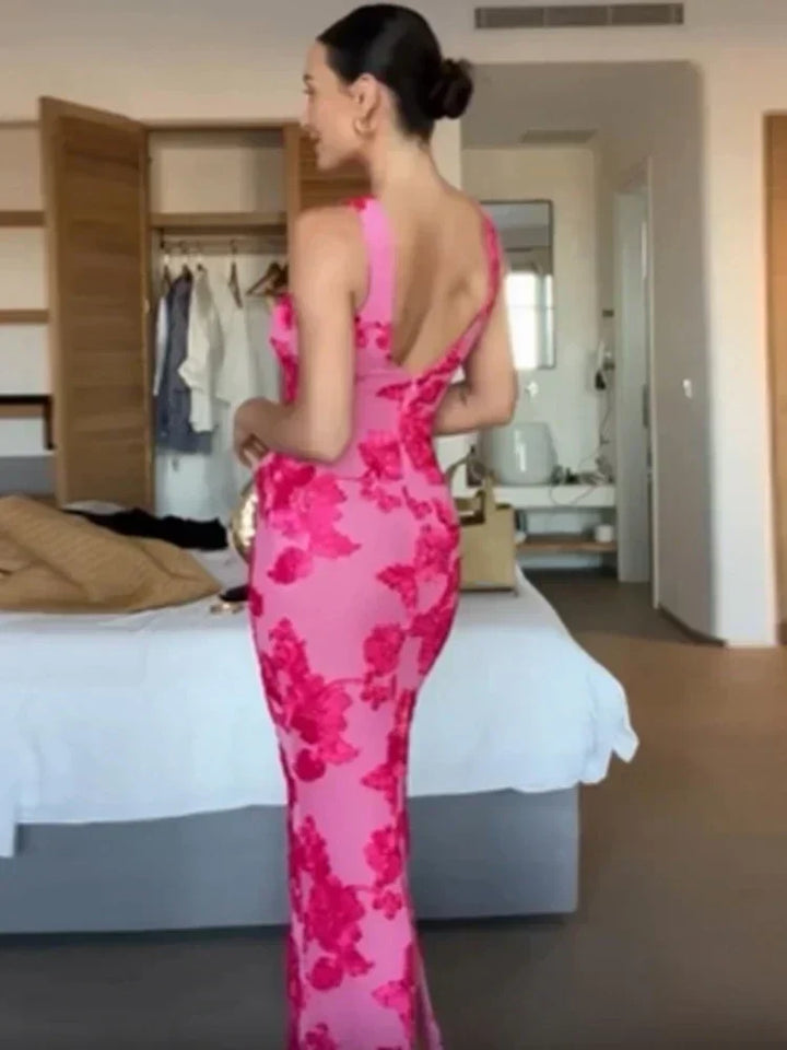 Iris | Floral Mesh Bodycon Evening Dress