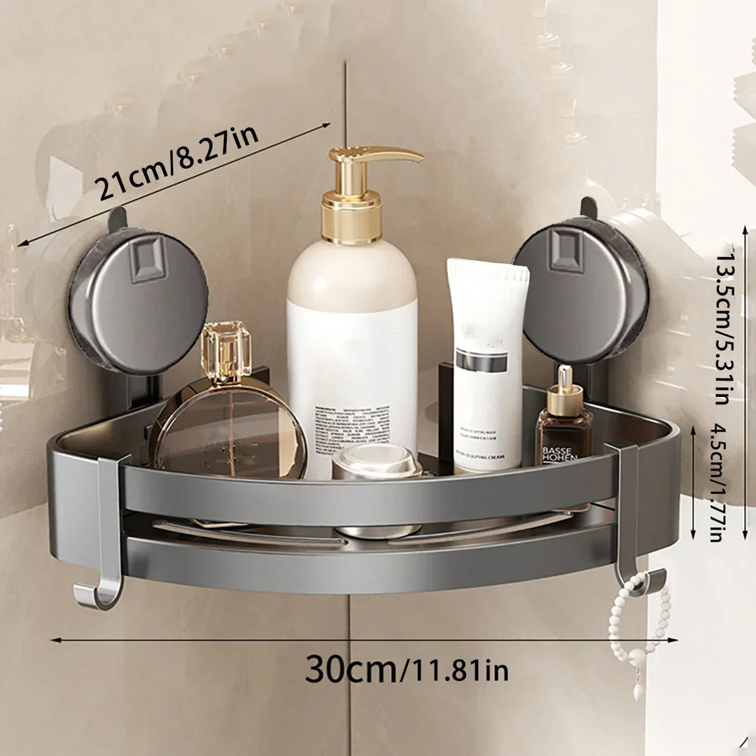 Azura | No-Drill Suction Powered Corner Bathroom Organizer