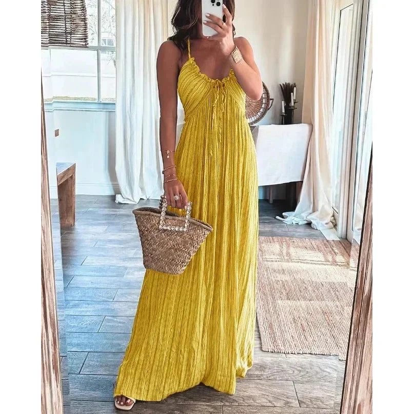 Renly - Sleeveless A-Line Sling Long Dress