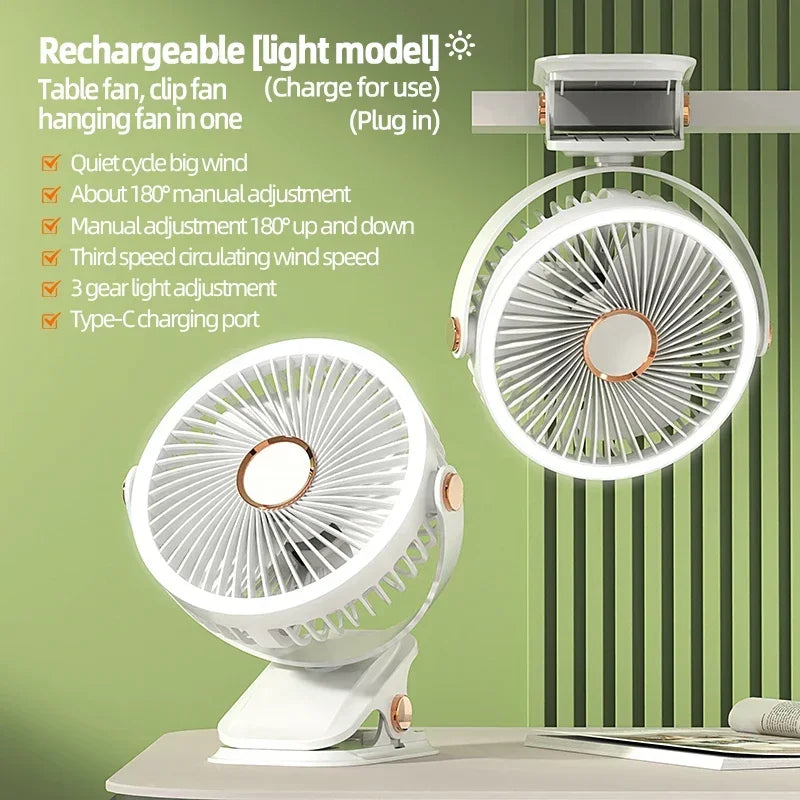 Azura | Multi-Angle Outdoor Clip-On Rechargeable Cooling Fan