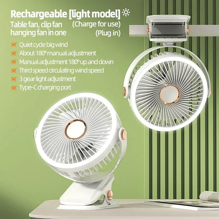 Azura | Multi-Angle Outdoor Clip-On Rechargeable Cooling Fan