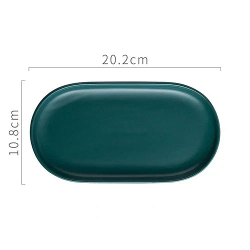 BowLift | Nordic Ins Ceramic Marble Oval Tray Jewelry Storage Tray Accessories Soap Holder Golden Wave Bathroom Cup Bath Decoration