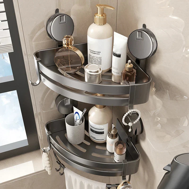 Azura | No-Drill Suction Powered Corner Bathroom Organizer