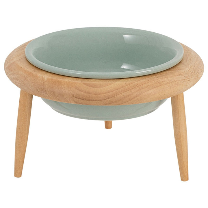 Azura | Misha Ceramic Elevated Cat Bowl with Wooden Stand