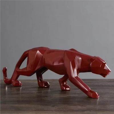 BowLift | Panther Statue, Animal Figure, Abstract Geometric Style, Resin, Leopard Sculpture, Home Office, Desktop Decoration, Crafts