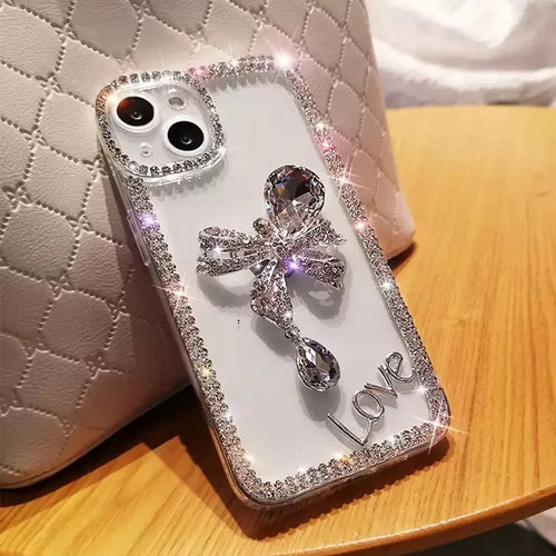Azura | Sparkle Shell Diamond Bow iPhone Case